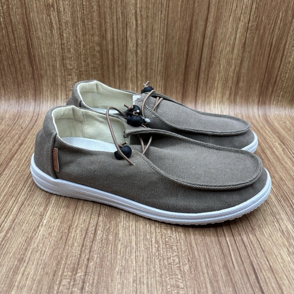Corkys Kayak Loafers Women Size 9 Taupe Brown Canvas Slip On Shoes NEW